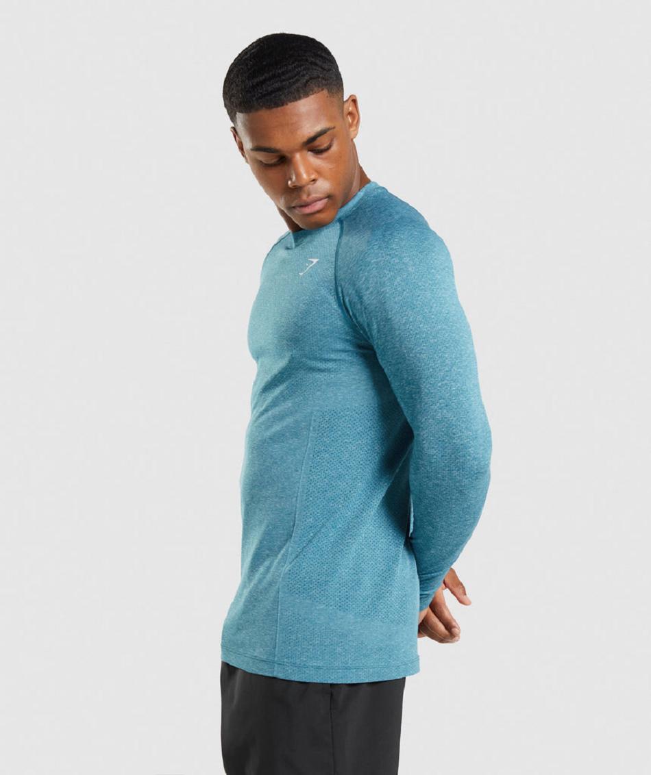 Gymshark Vital Seamless Light Muške Dugi Rukav Tirkizne | HR 2638MQZ